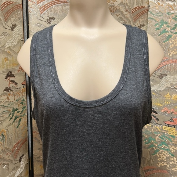 LA CLEF 2X tank dress soft 95% cotton 5%spandex grey scoop neck made in USA - Picture 2 of 15